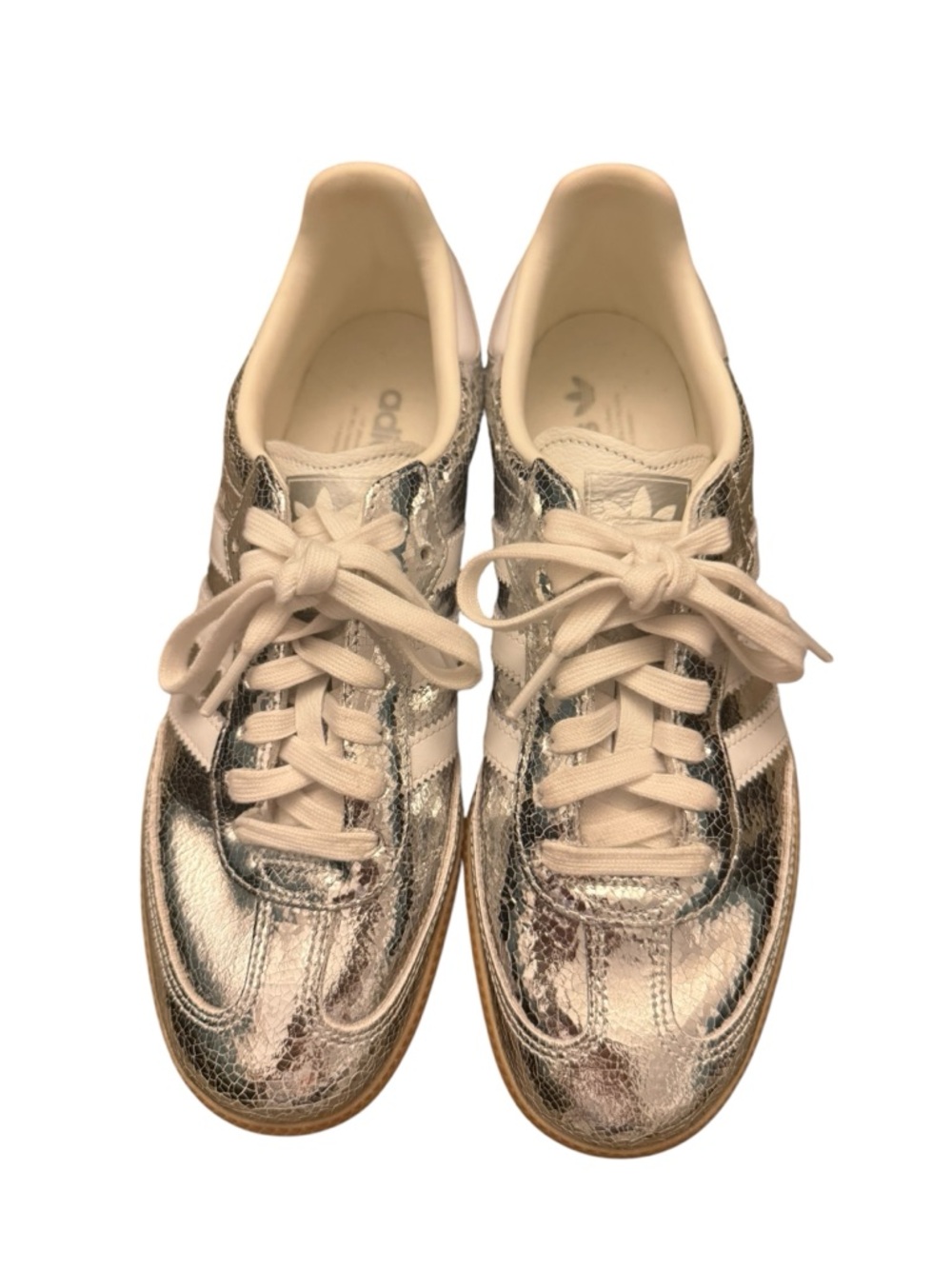 adidas Samba Metallic Silver and White Sneakers - Picture 4 of 6